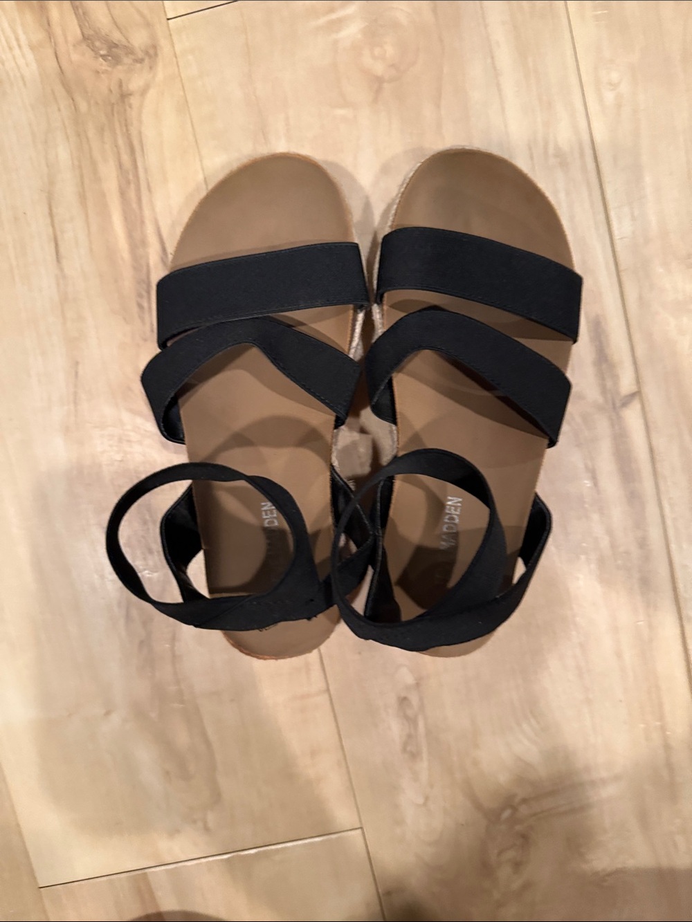 Black Strappy Flat Sandals for kids